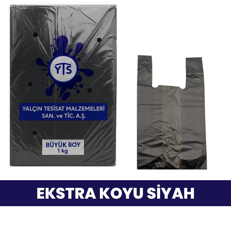 YTS Koyu Siyah Kalın Büyük Boy Atlet Poşet 30x60 Cm Hışır Poşet - 1