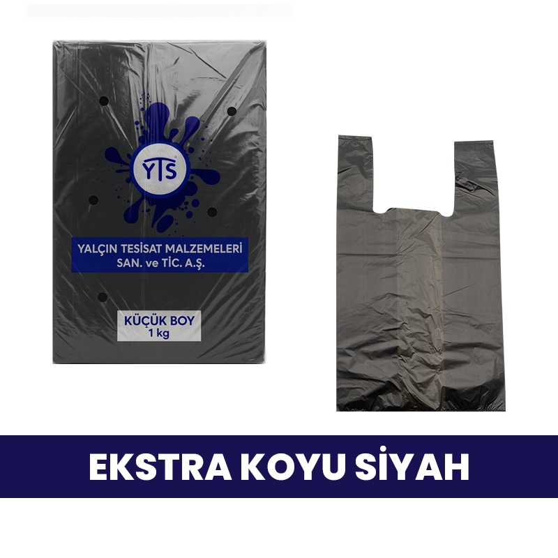YTS Koyu Siyah Kalın Küçük Boy Atlet Poşet 24x42 Cm Hışır Poşet - 1