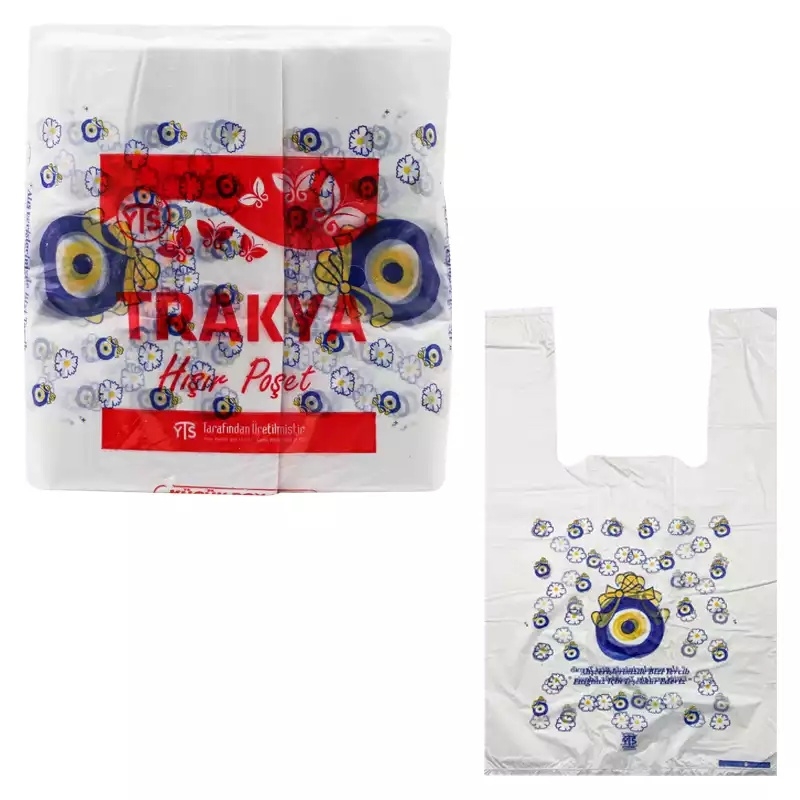 YTS Trakya Nazar Boncuk Baskılı Poşet Küçük Boy 24x40 Atlet Poşet - 1